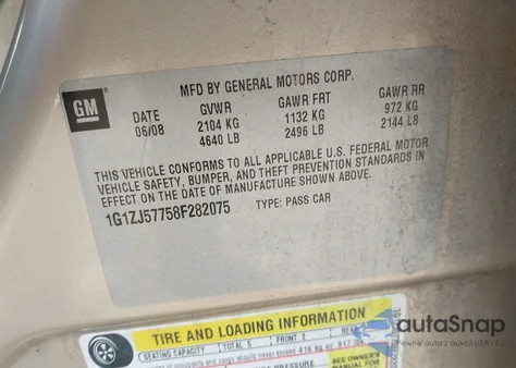 2008 Chevrolet Malibu Lt z USA, uszkodzony, nr VIN 1G1ZJ57758F282075